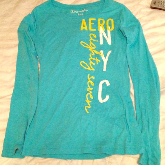 A blue long sleeve shirt