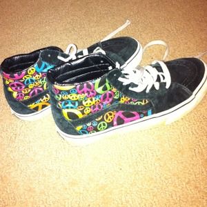 Vans multi-colored peace sign high tops