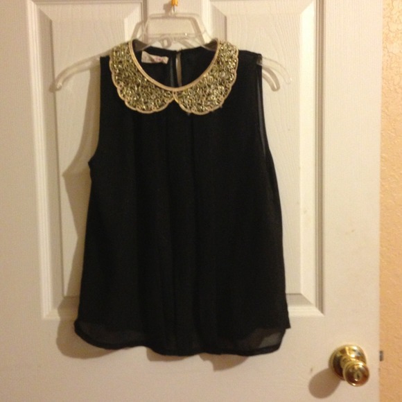 Black Chiffon Collared Shirt