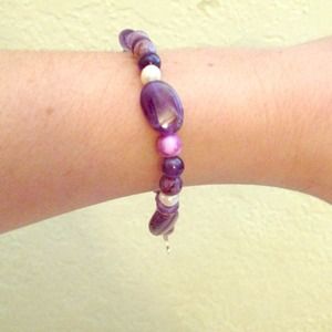 Purple Beads Bracelet with Music Note