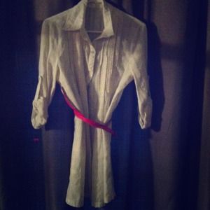 Long white cotton shirt with white embroidery