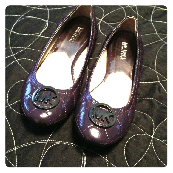 Michael Kors Fulton quilted patent purple flats