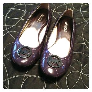 Michael Kors Fulton quilted patent purple flats