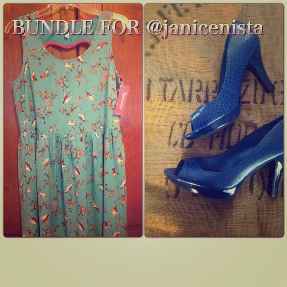 Xhilaration Dresses & Skirts - BUNDLE FOR @janicenista Birds dress & blue heels