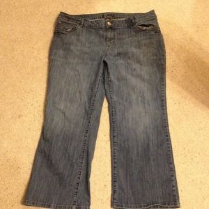 Sz20 short boot cut jeans and brown top