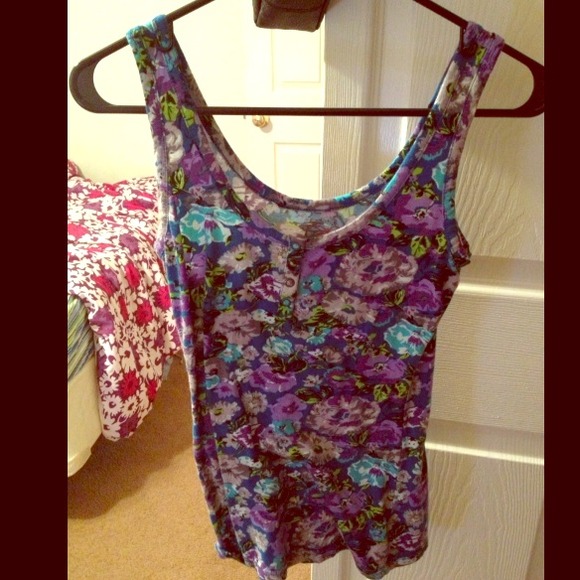 Purple & Gray Floral Tank