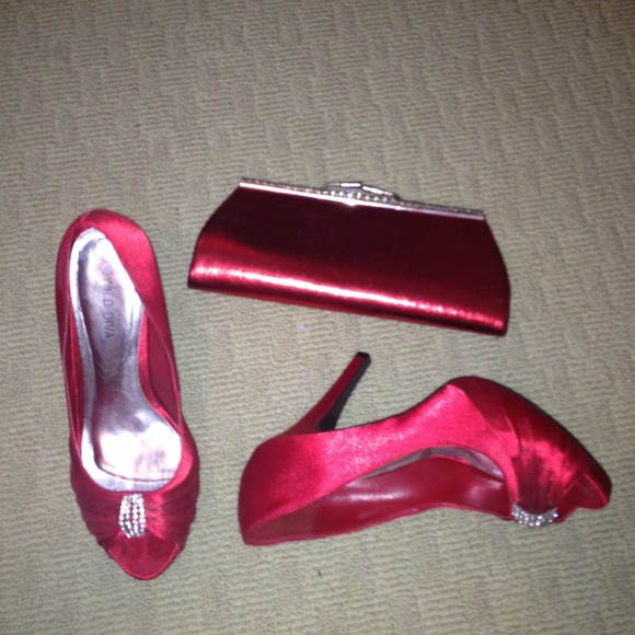 Red Heels and Clutch