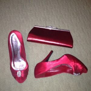 Red Heels and Clutch
