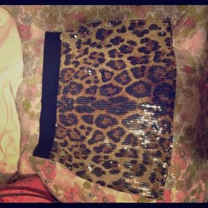 Sequin leopard mini skirt