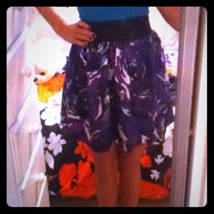 A purple and blue knee high skirt