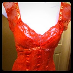 Coral lined lace top for a party summer!!!!