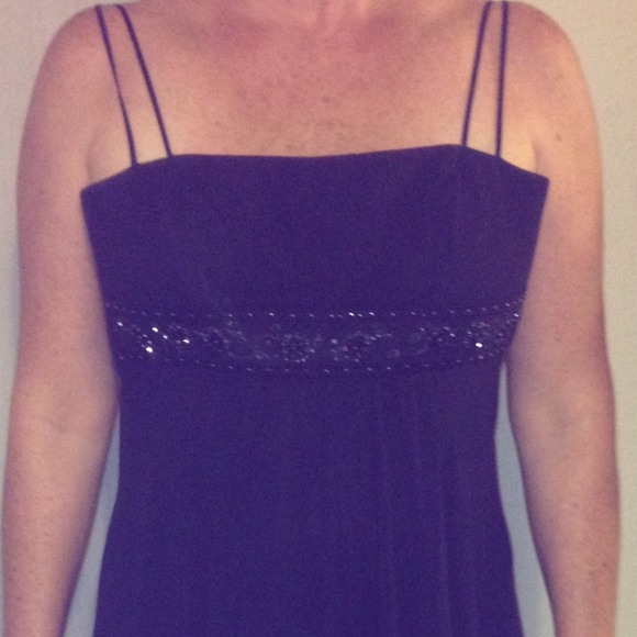 Beaded-sequined black semi or formal dress
