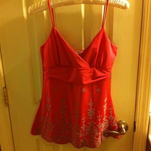 Scalloped pink, spaghetti strap top