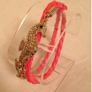Coral sea horse wrap bracelet