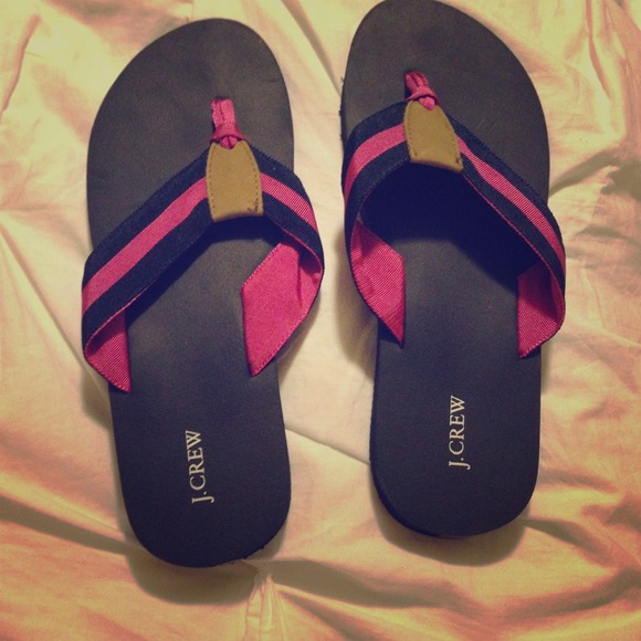 Jcrew navy and pink flip flops