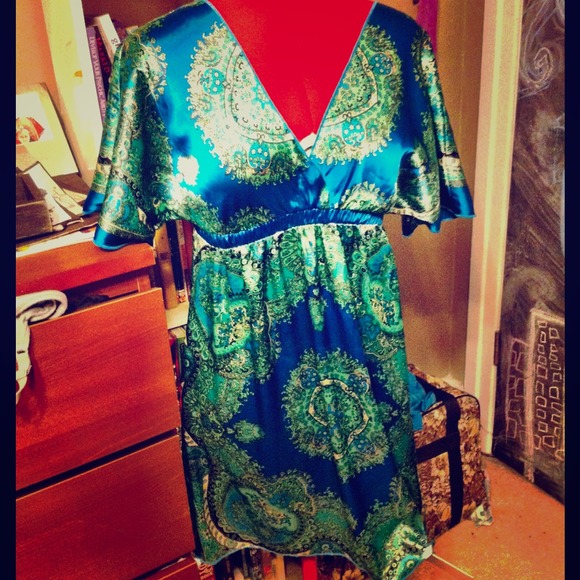 Pretty green and Blue printed dress