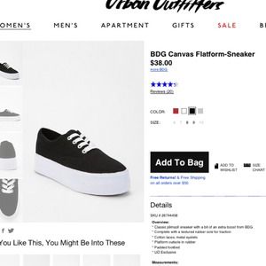 HOLD Urban Outfitters BDG Canvas Platform Sneakers