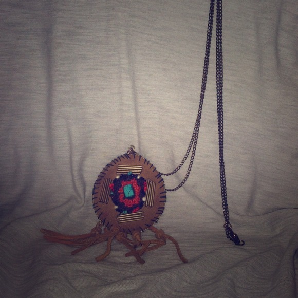 Beaded Leather Tribal Necklace
