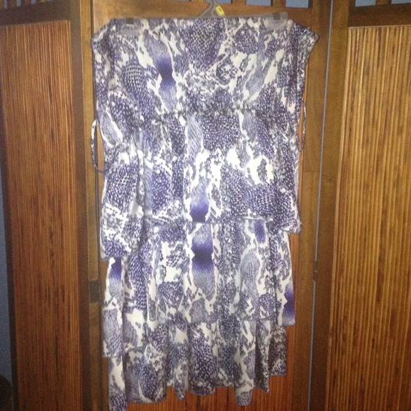 Blue white and silver printed dress👌
