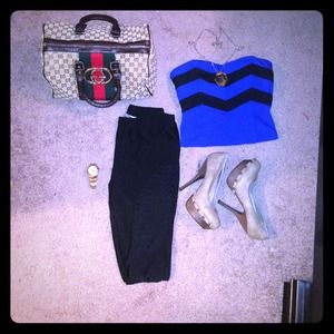 ❤Sweet heart blue&black tube top💖gucci bag 65$