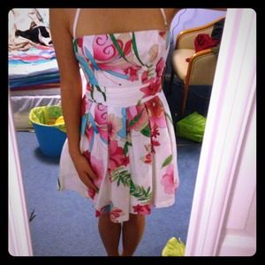 Strapless Floral Dress