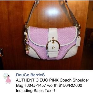 100%👌❤Authentic EUC pink coach shoulder bag👌❤