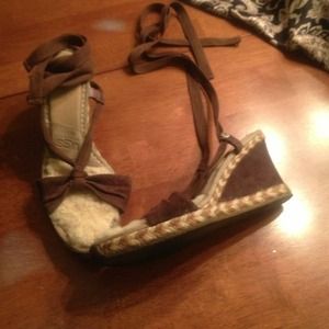 Lace up wedge sandals by "ugg"