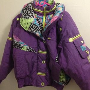 Funky vintage neon ski jacket