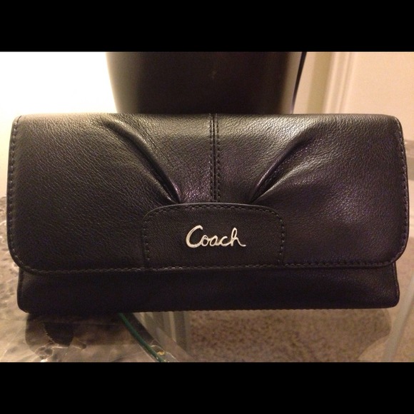 Authentic black leather coach wallet!