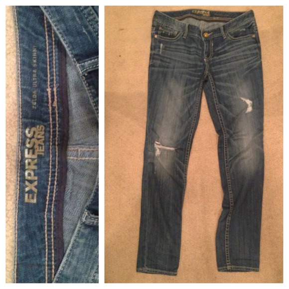 Express Distressed Denim Skinny Jeans Size 10