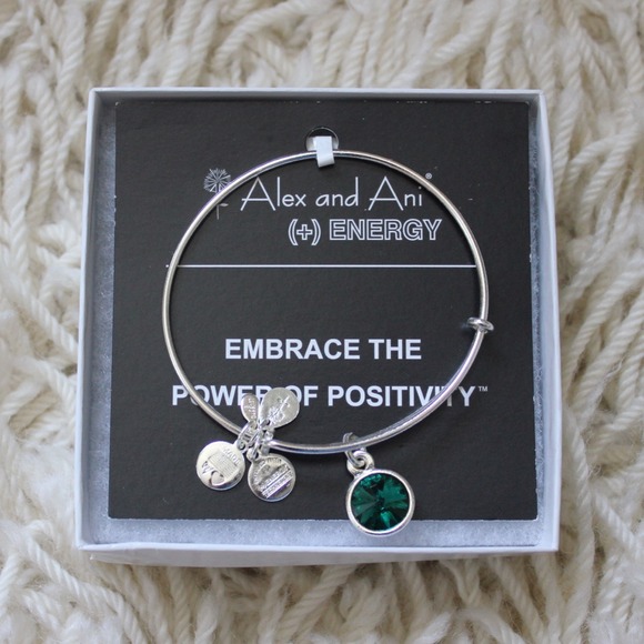Alex & Ani May Birthstone Silver Emerald Bracelet