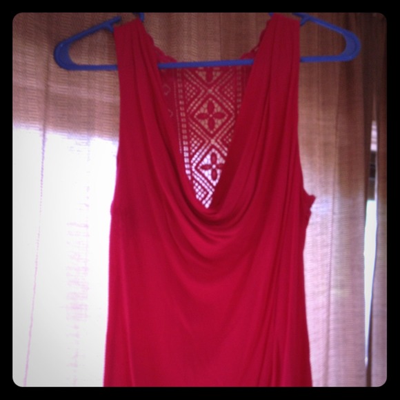 SOLD---Hot pink crochet back tank top