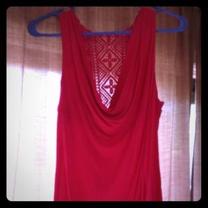 SOLD---Hot pink crochet back tank top