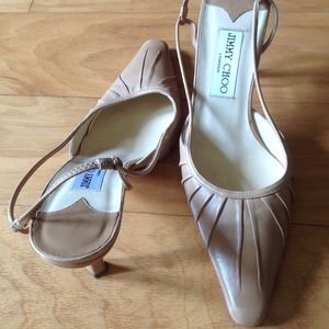 Jimmy Choo nude tan sling back heels size 38