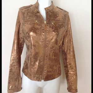 Tory Burch Metallic Leather Motorcycle Jacket