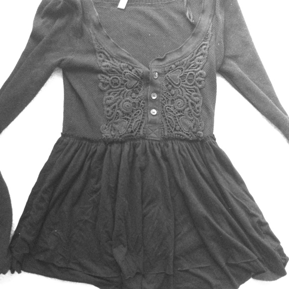 FREE PEOPLE long sleeve lace baby doll dress