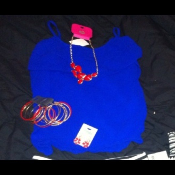 Royal blue spaghetti strap chiffon