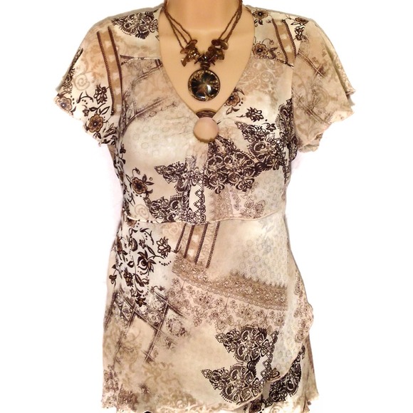 Cato Tops - 🚫Sold🚫#108 Beautiful Top with Brown Tones