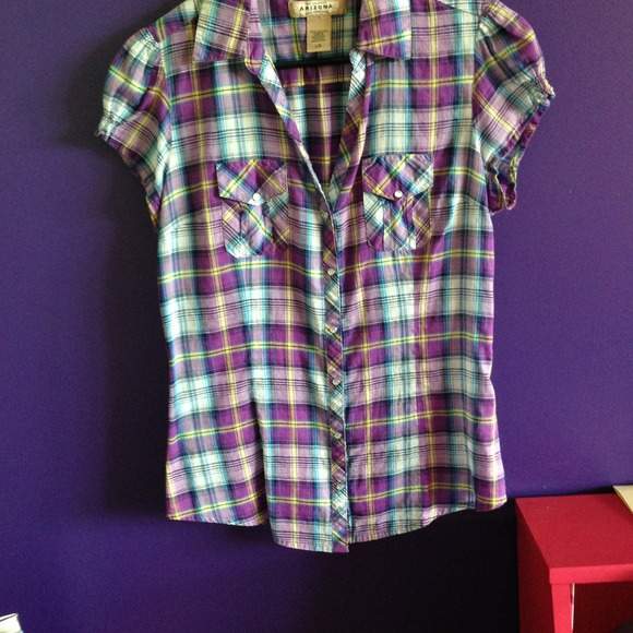 NWOT purple plaid button up