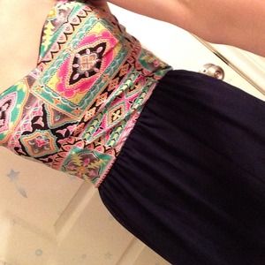 RESERVED Strapless Maxi and Sparkly Top bundle