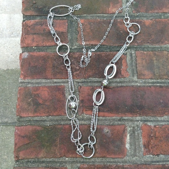 Long silver necklace
