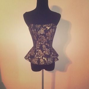 Bebe black and gold corset top, size 0