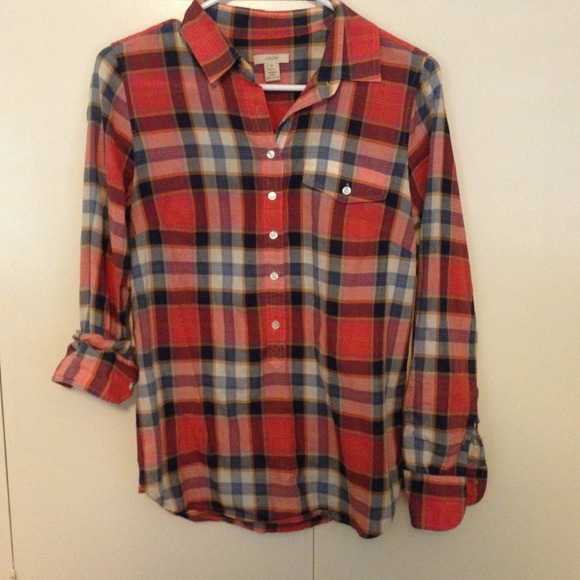 SOLD J Crew Plaid Popover Top