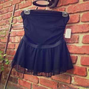 Black lace peplum tube