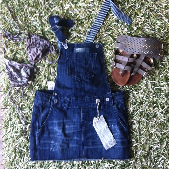 Brand New Denim Overall Mini Skirt sz m-Miss Me