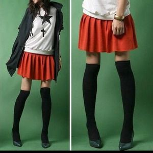 Black Knee High Socks M