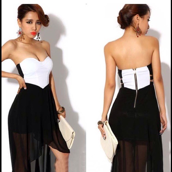 Sexy black and white dress