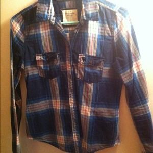 plaid button up cotton shirt
