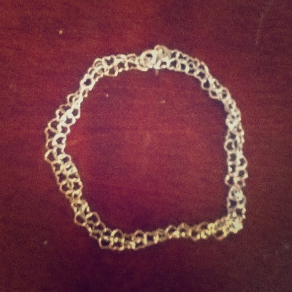 Silver and gold heart anklet - Picture 1 of 1