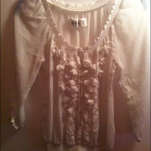 sheer shirt with flower accents